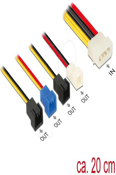 Delock Molex 4-pins > 4 x 2-pins fläkt (12 V / 7 V / 5 V) - 85516