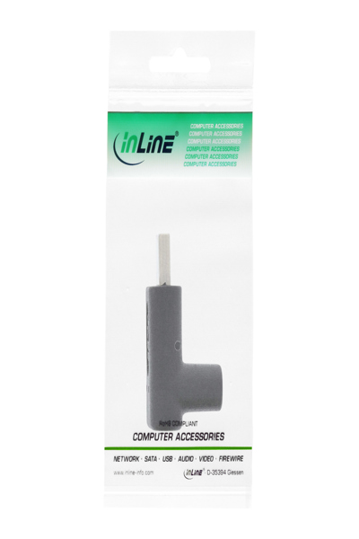 Adaptateur USB 3.2 Gen.2 InLine - USB-C mâle vers C femelle - coudé haut/bas