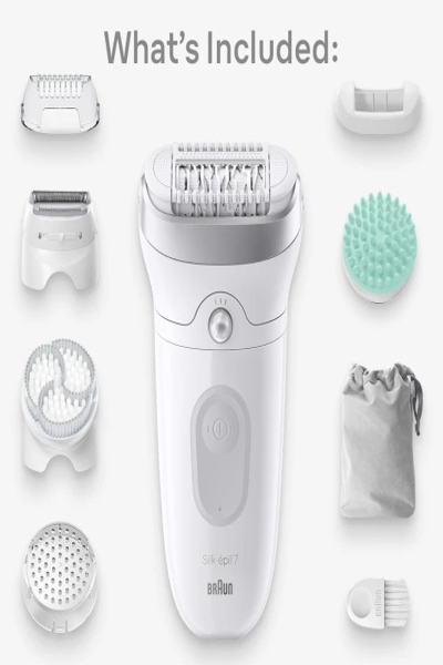 Braun Silk-épil 7 7-081, White, 40 tweezers, MicroGrip, Epilation, Exfoliation, Shaving, AC/Battery, 100 - 240 V - 7-081