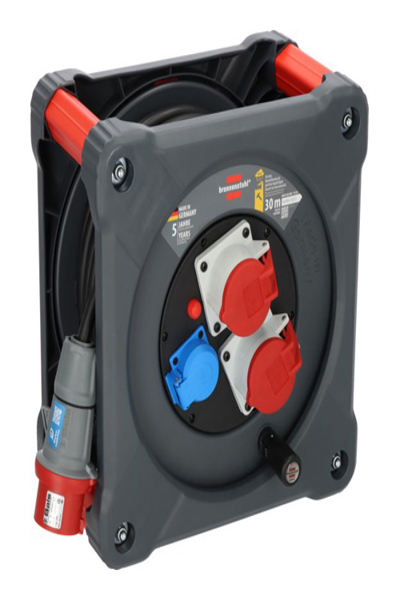 Brennenstuhl 9222300120, Svart, Blå, Röd, Plast, 3 AC-uttag, CEE, Typ E / F, Rak, 30 m - 9222300120