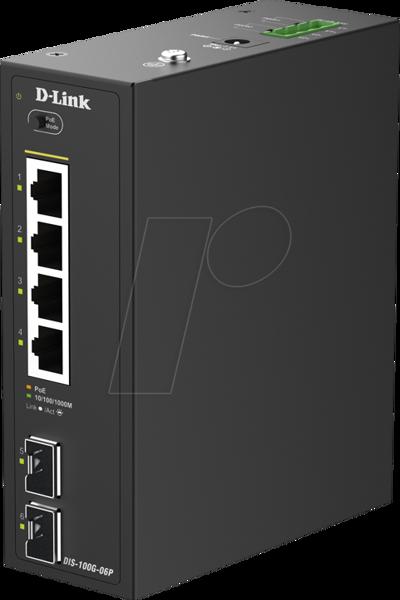 D-Link DIS-100G-06P Network Switch industriell unmanaged PoE Gbps