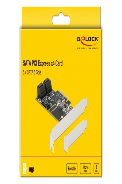 Delock PCI Express Kort x4 > 5 x intern SATA 6 Gb/s - 90395
