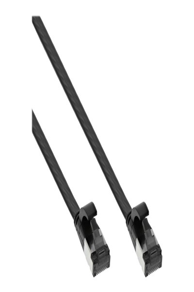 Câble patch plat Cat.8.1 en ligne noir 2 m