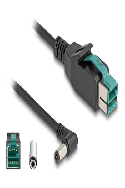 Câble Delock PoweredUSB - USB PlusPower (12 V) (M) vers prise CC 5,5 x 2,5 mm (M) coudée