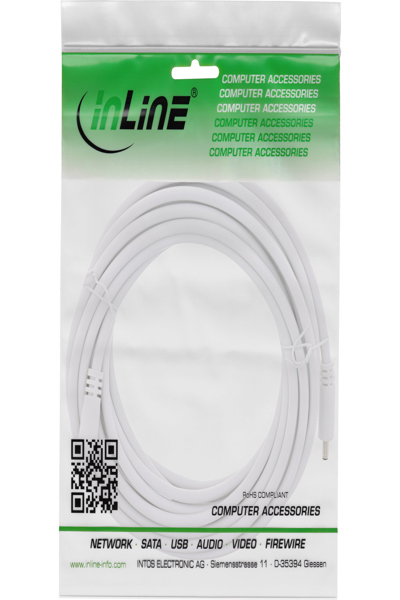 Rallonge CC InLine - CC mâle/femelle 3,5 x 1,35 mm - AWG 18 - blanc 3 m