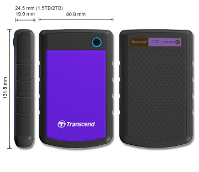 Transcend StoreJet 25H3P - Hard Drive 2 TB External (Portable) - TS2TSJ25H3P