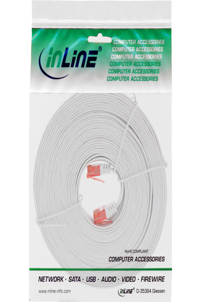 InLine Flat Ultraslim Patch Cable U/UTP Cat.6 Gigabit ready white 7m - 71607W