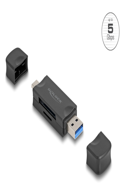 Delock Card USB 5 Gbps Type-C Type-A SD Micro Card-Reader - 91020