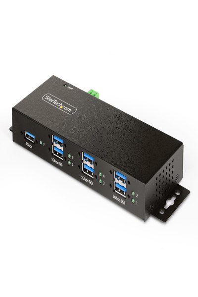 StarTech.com 7-Port Managed USB Hub with 7x USB-A, Heavy Duty with Metal Industrial Housing, ESD & Surge Protection, Wall/Desk/Din-Rail Mountable, USB 3.0/3.1/3.2 Gen 1 5Gbps - 5G7AINDRM-USB-A-HUB