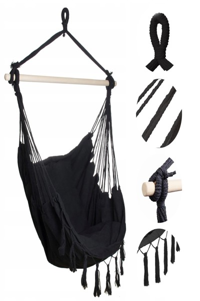 Extralink Black Forest Brazilian Hammock Chair 100x130cm Black