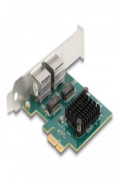 Delock PCI Express x1-kort till 2 x RJ45 Gigabit LAN BCM, PCIe, RJ-45, Hona, PCIe 2.0, Grå, PC - 88205