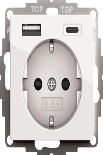 Alimentation GIRA 245903 SCHUKO 2f. Système 55 blanc pur