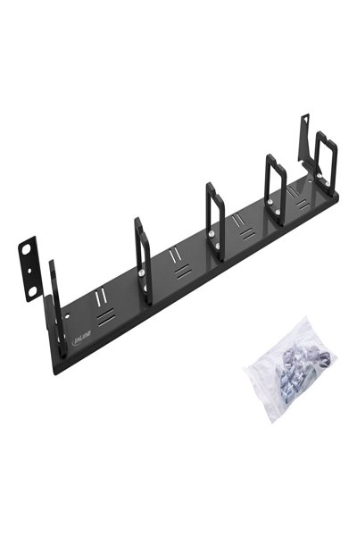 InLine 19" Kabelführungspanel 5 Kunststoffbügel horizontal RAL 9005 - Accessoires pour rack