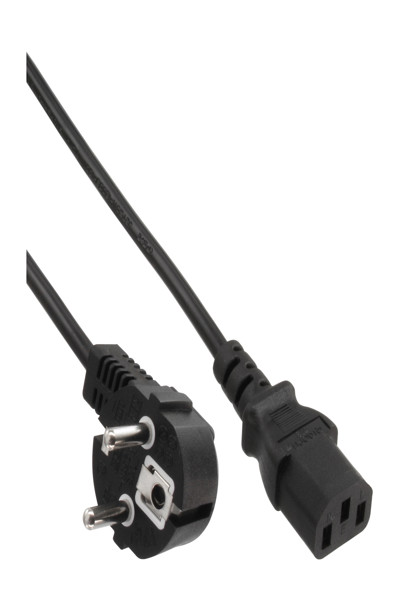 Câble d'alimentation InLine (15 pièces) - CEE7/7 coudé vers IEC-C13 - noir - 5 m