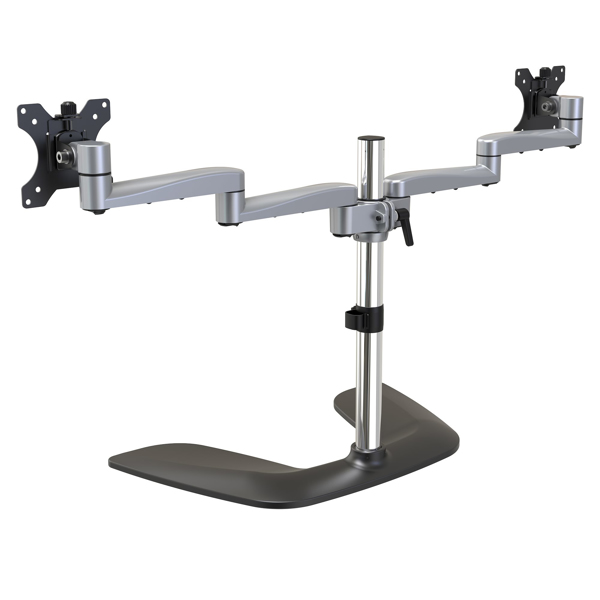 StarTech ARMDUALSS Dual Monitor Stand - Articulating Arms - Height Adjustable - For VESA Monitors up to 32 "- Steel & Aluminum - Setup for 2 Monitors - Plastic, Aluminum, Steel - Black, Silver - Screen size: 81.3 cm (32") - Desk - ARMDUALSS