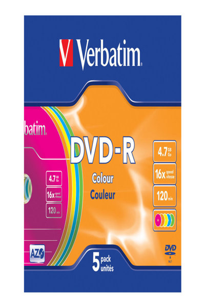 Verbatim Colours - 5 x DVD-R - 4.7 GB 16x - 43557