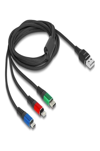 Delock Power cable - USB (power only) (M) to USB-C (power only), 4 pin Micro-USB Type B (power only), Apple Lightning (power only) (M) - 90156