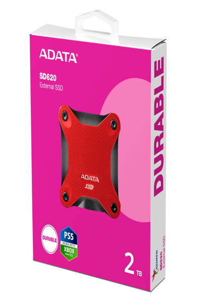 SSD externe ADATA SD620 2 To, rouge, design durable
