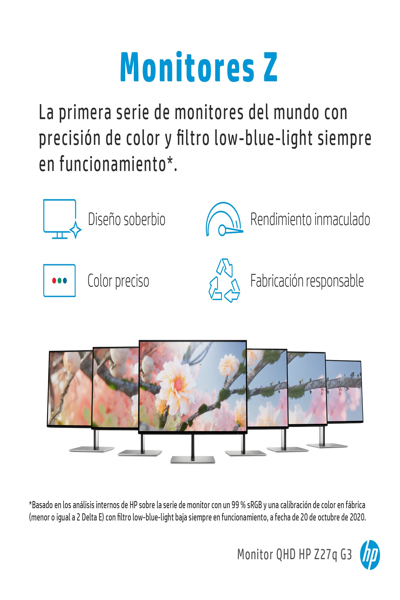 HP Z27q G3 QHD - 68.6 cm (27") - 2566 x 1440 pixels - Quad HD - LED - 5 ms - Silver - 1C4Z7AA