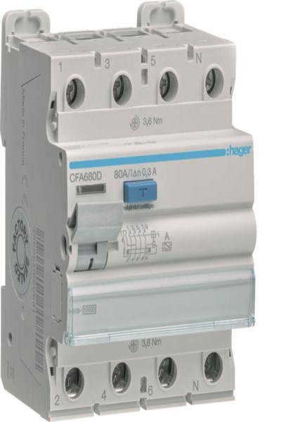 Hager CFA680D RCD 4P 10kA 80A 300mA Type A