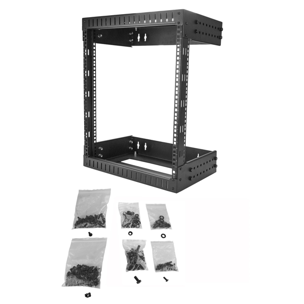 StarTech 12 HE wall-mounted server rack - 30.5 - 51cm deep - open frame - network rack - 2 post rack - cabinet - suitable for wall mounting - Black - 12U - 50.8 cm (20") - RK12WALLOA