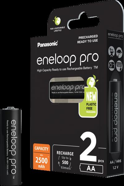 Panasonic eneloop pro HR06 Mignon AA-batteri NiMH 2500 mAh 1.2 V 2 st - Uppladdningsbart batteri - Mignon (AA) - BK-3HCDE/2CP