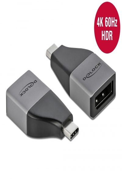 Adaptateur DisplayPort Delock - USB-C 24 broches (M) vers DisplayPort (F)