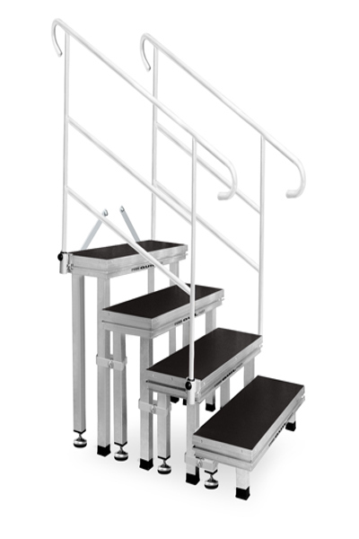 Guil ECT20-80 - Escalier d'accès modulaire en aluminium à 4 marches avec pieds et 2 mains courantes