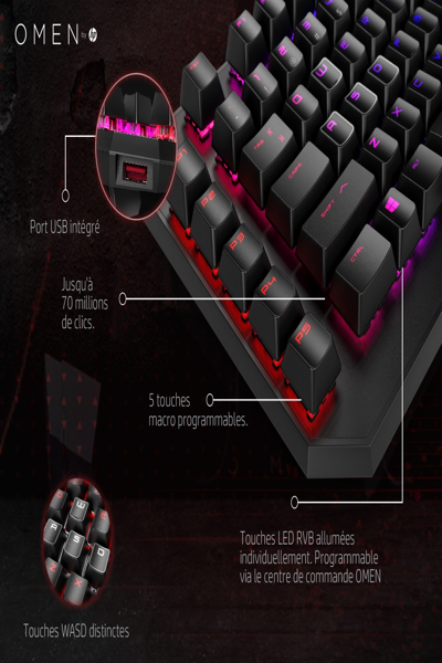 HP OMEN by Sequencer Keyboard: Full-size, Wired, Mechanical, Black - 2VN99AA