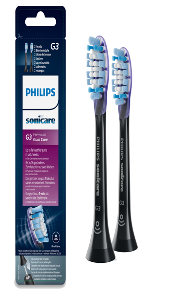 Philips Sonicare G3 Premium Gum Care HX9052/33 2x Interchangeable sonic toothbrush heads - 2 pc(s) - Black - Soft - Rubber - 2 Series plaque control 2 Series plaque defense 3 Series gum health DiamondClean DiamondClean... - HX9052/33
