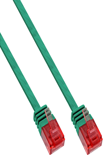 Câble patch plat ultra-fin InLine U/UTP Cat.6 Gigabit prêt vert 1,5 m