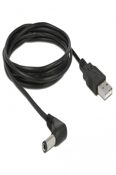 Delock Strömkabel - DC-jack 5,5 x 2,5 mm (hane) vinklad till USB (endast ström) (hane) - 85588