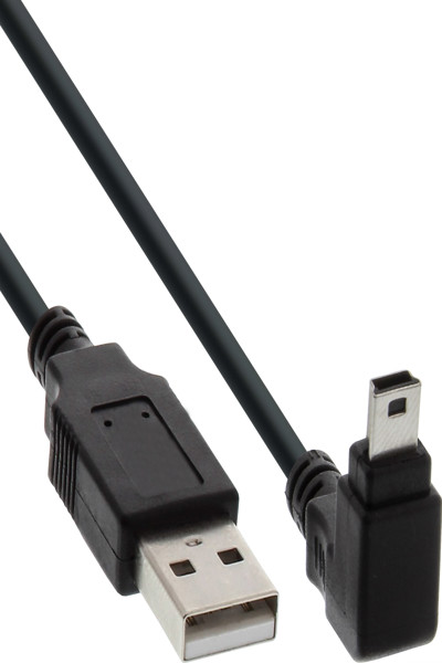 Câble USB type A mâle / mini-USB mâle 5 broches coudé à 90° noir 2 m