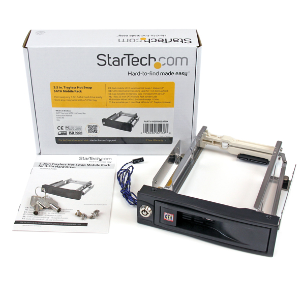 StarTech SATA removable frame without carrier - Mobile Hot Swap Hard Drive Storage Rack 3.5" - Mobile Storage Rack - 8.9 cm (3.5") - Black (HSB100SATBK) - HSB100SATBK