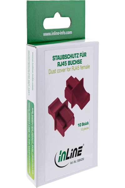 Cache-poussière InLine pour connecteur RJ45 femelle rouge foncé, 10 pièces