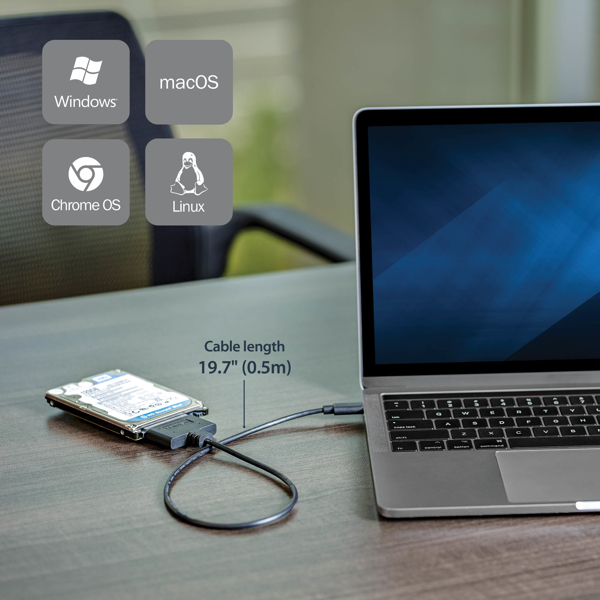 StarTech.com USB C auf SATA Adapter Kabel für 2,5in SSD/HDD - USB 3.1 (10Gbit/s) - Thunderbolt 3 kompatibel - SATA I/II/III (USB31CSAT3CB) - Speicher-Controller - SATA 6Gb/s - USB 3.1 (Gen 2) - USB31CSAT3CB