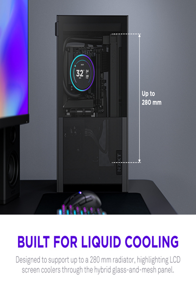 NZXT H2 Flow 2026 All Black MidiTower Mesh CC-H21FB-01 - Mini tower - ATX - CI-H21FB-01