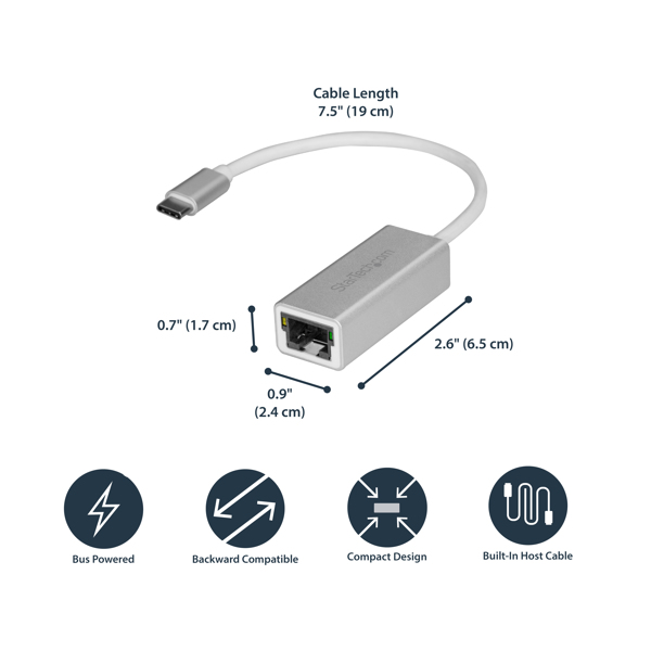 StarTech USB-C to Gigabit Network Adapter Silver - US1GC30A