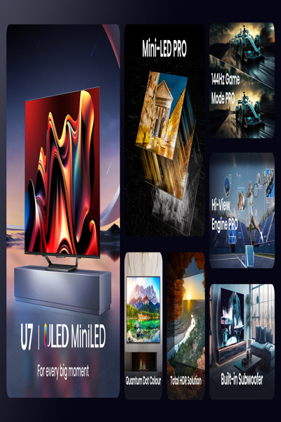 Hisense 65U7NQ: 164cm (65") 4K (Ultra High Definition) Mini LED (Light-Emitting Diode) ULED (Ultra Light-Emitting Diode) Smart TV (Smart Television) - 65U7NQ
