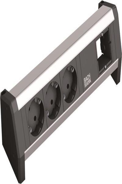 Bachmann 3x Schuko 1x GST18 - Typ F - Aluminium - Plast - Svart - Silver - Aluminium - Plast - 3 AC-uttag - 230 V - 902000