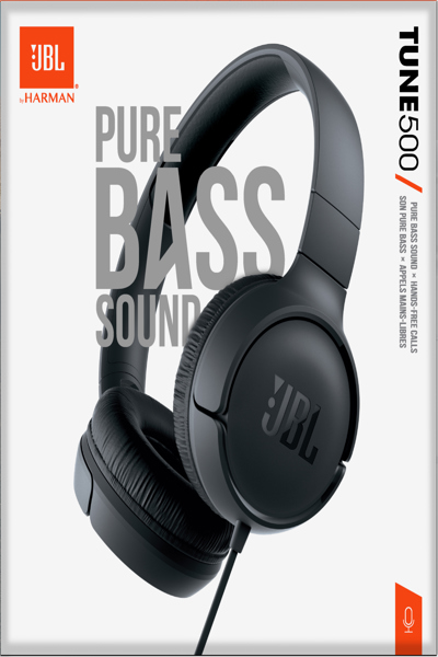 JBL Tune 500 NOIR - Filaire - 20 - 20 000 Hz - Appels/Musique - 148 g - Casque - Noir