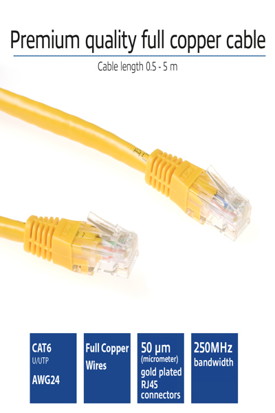 ACT Yellow 0.25 meter U/UTP CAT6 patch cable with RJ45 connectors - 0.25 m - Cat6 - U/UTP (UTP) - RJ-45 - RJ-45 - Yellow