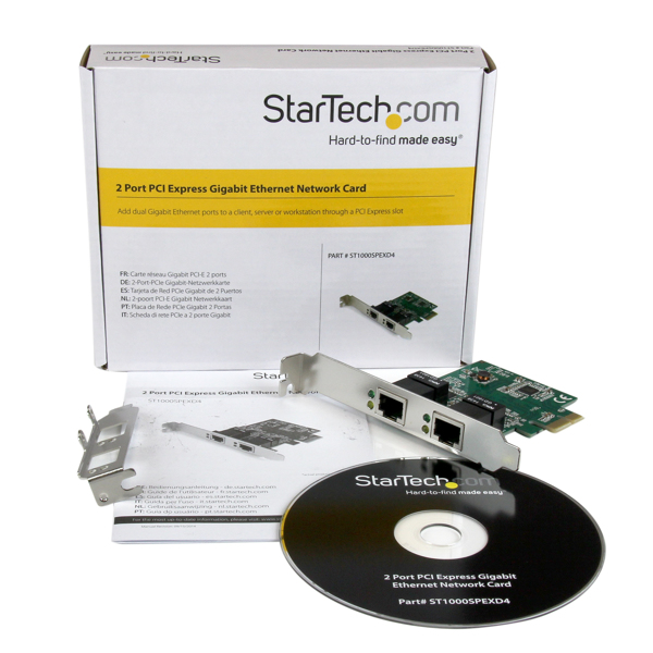 StarTech Dual Port Gigabit PCI Express Server Network Adapter Card - PCIe NIC - Internal - Wired - PCI Express - Ethernet - 2000 Mbit/s - ST1000SPEXD4