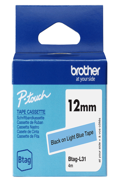 Brother BTAG-L31 svart på ljusblått - BTAGL31