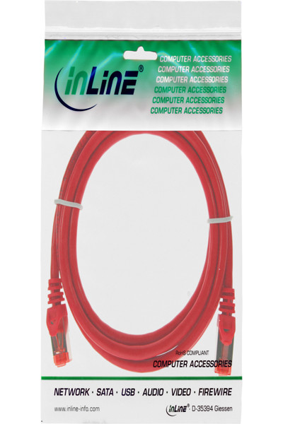 Câble de raccordement en ligne S/FTP PiMF Cat.6 250 MHz PVC CCA rouge 2 m