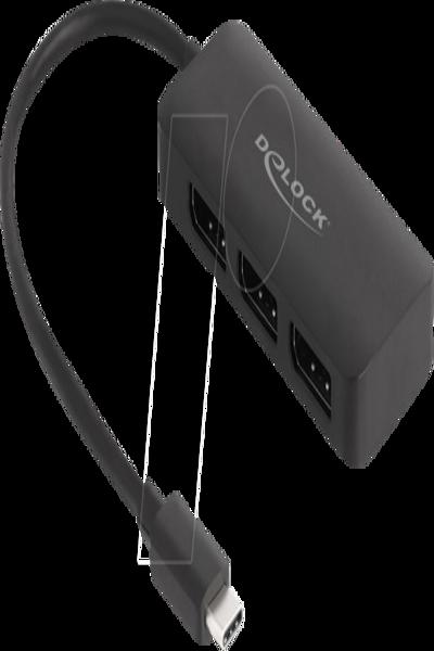 Delock USB Typ-C-splitter (DP Alt-läge) till 3 x DisplayPort MST 4K 60 Hz - 88041