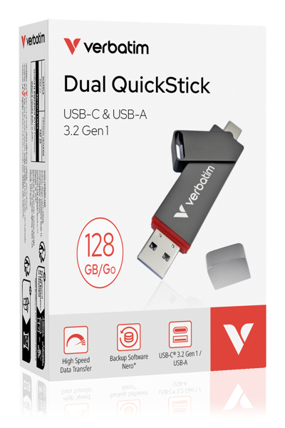 Verbatim USB 3.2 Stick Dual QuickStick - Memory-Stick - 128 GB - 32040