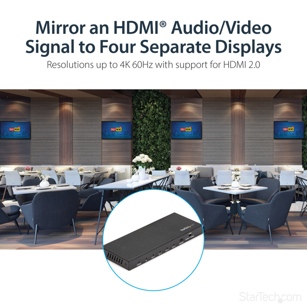StarTech 4-Port HDMI Splitter 4K - ST124HD202