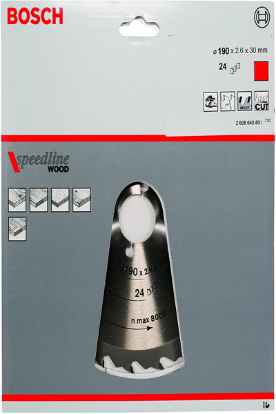 Bosch Speedline Wood Circular Saw Blades - Wood - 19 cm - 3 cm - 1.8 mm - 2.6 mm - 15Ã‚Â°