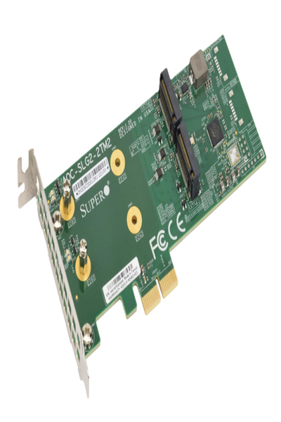 Supermicro AOC-SLG2-2TM2-O, PCIe, M.2, mâle, vert, gris, serveur, passif